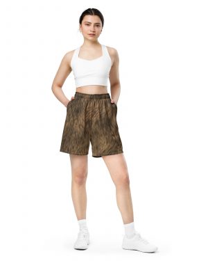 Brown Fur Print Bear Dog Cat Costume Unisex mesh shorts