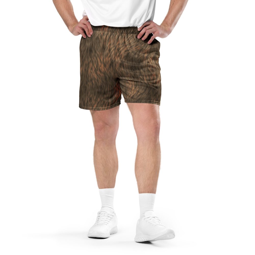 Brown Fur Print Bear Dog Cat Costume Unisex mesh shorts - Image 5