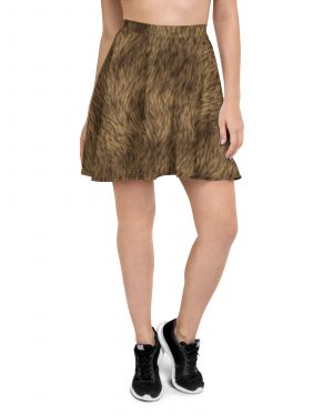 Brown Fur Print Bear Dog Cat Costume Skater Skirt
