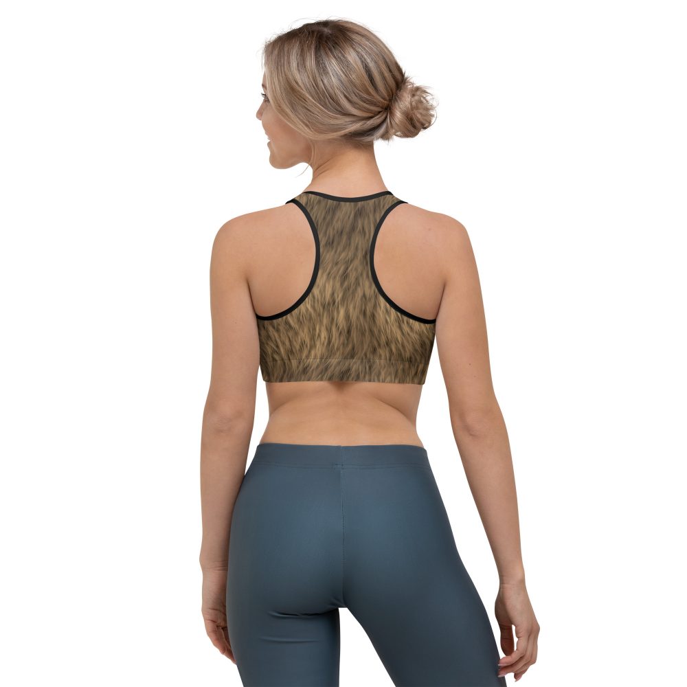 Brown Fur Print Bear Dog Cat Costume Sports bra - Image 4
