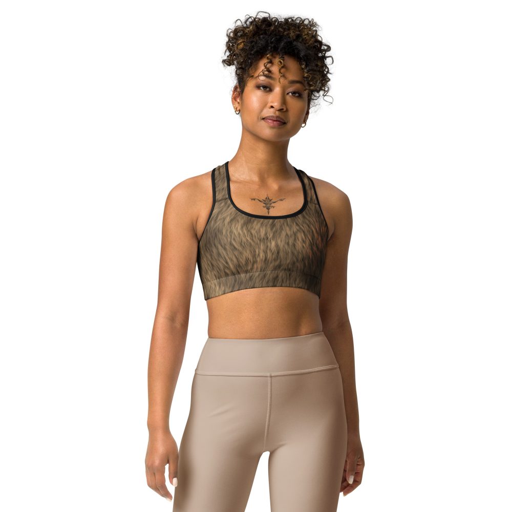 Brown Fur Print Bear Dog Cat Costume Sports bra