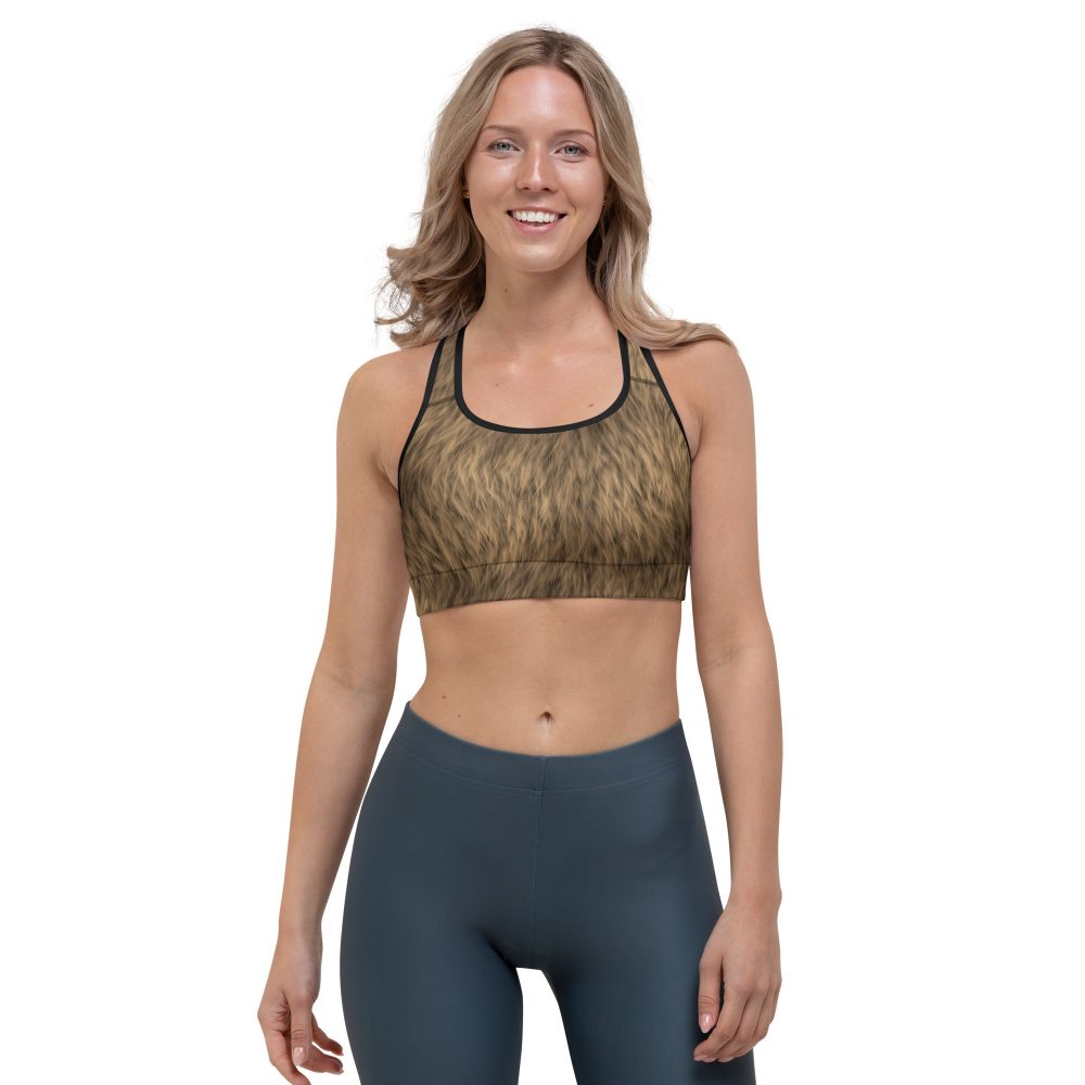 Brown Fur Print Bear Dog Cat Costume Sports bra - Image 2