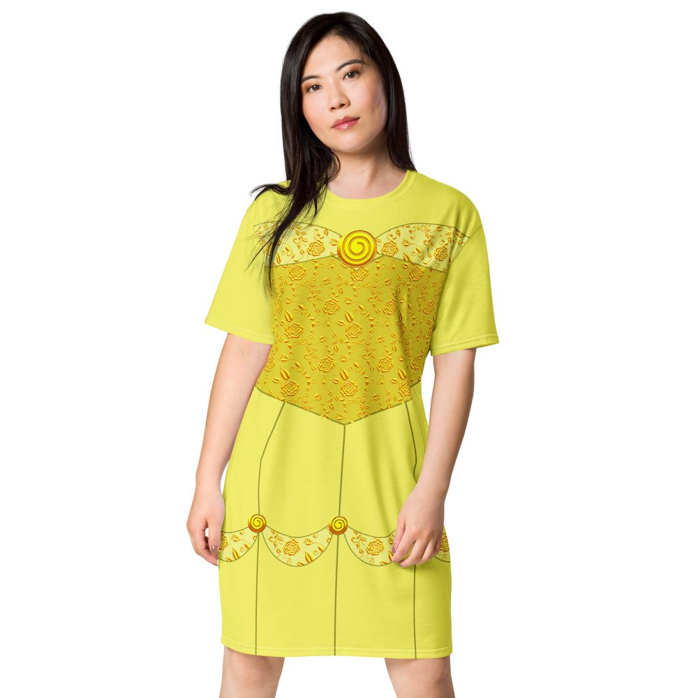 Princess Belle Costume Beauty And The Beast Halloween Cosplay T-shirt dress - Image 2