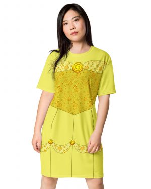 Princess Belle Costume Beauty And The Beast Halloween Cosplay T-shirt dress