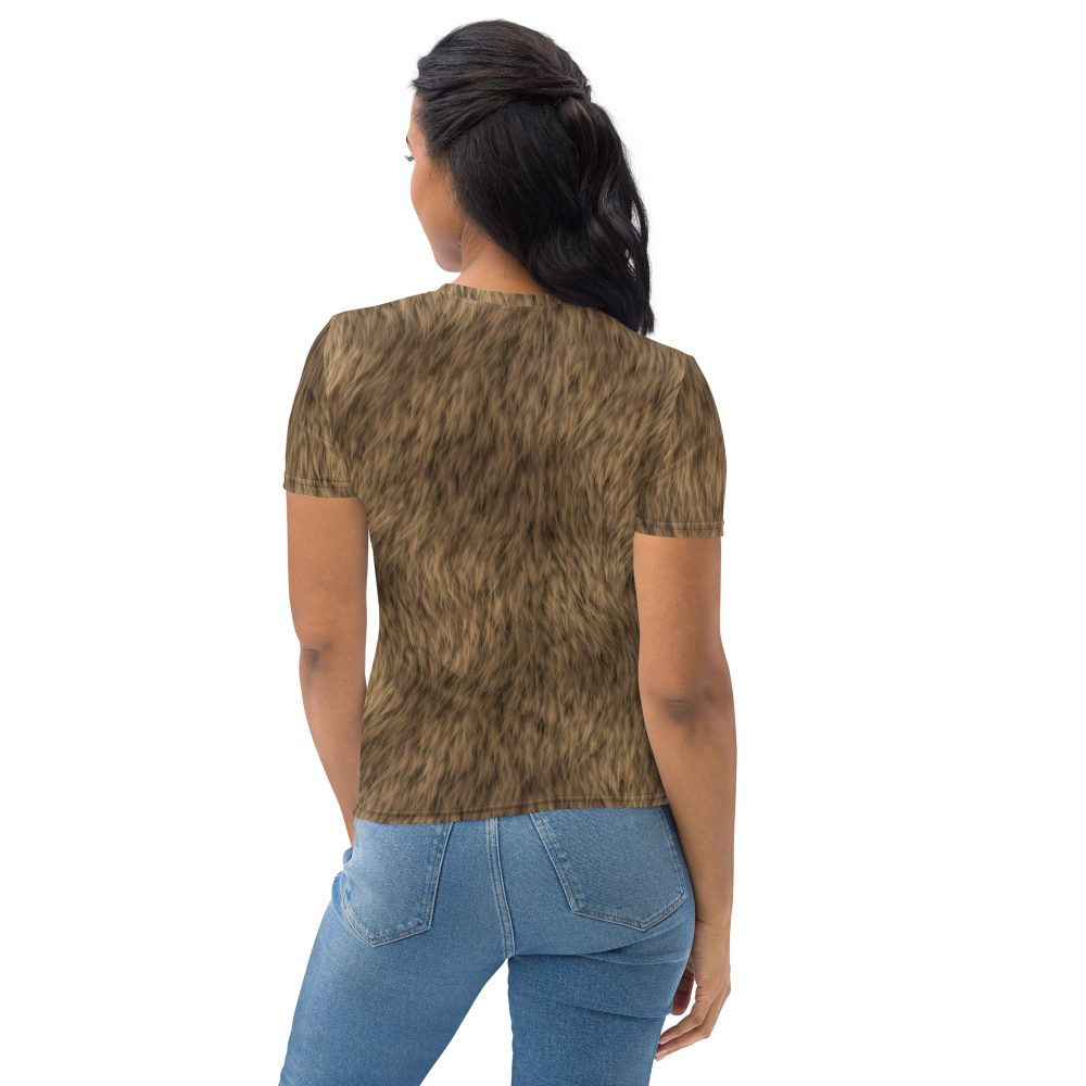 Brown Fur Print Bear Dog Cat Costume Women's T-shirt - Image 5