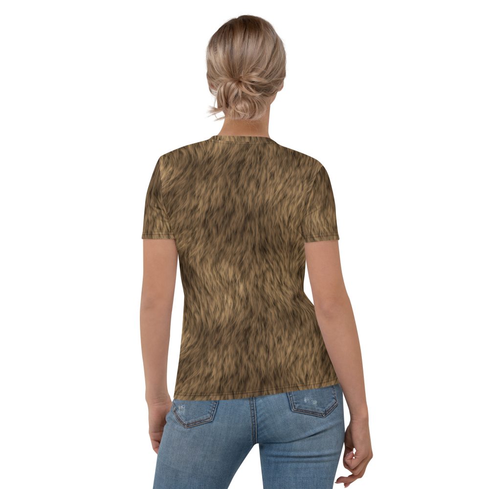Brown Fur Print Bear Dog Cat Costume Women's T-shirt - Image 6