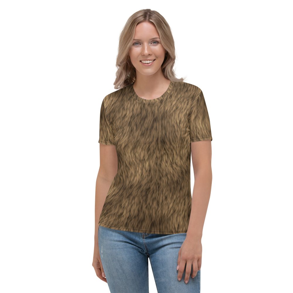 Brown Fur Print Bear Dog Cat Costume Women's T-shirt