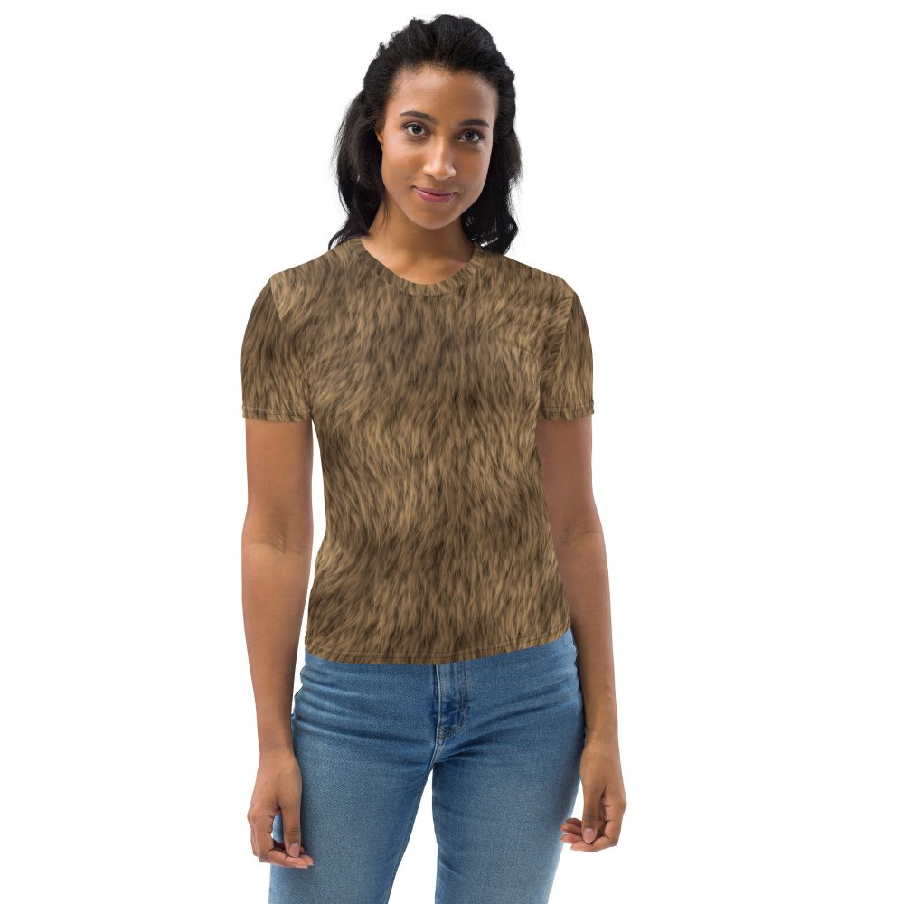 Brown Fur Print Bear Dog Cat Costume Women's T-shirt - Image 2