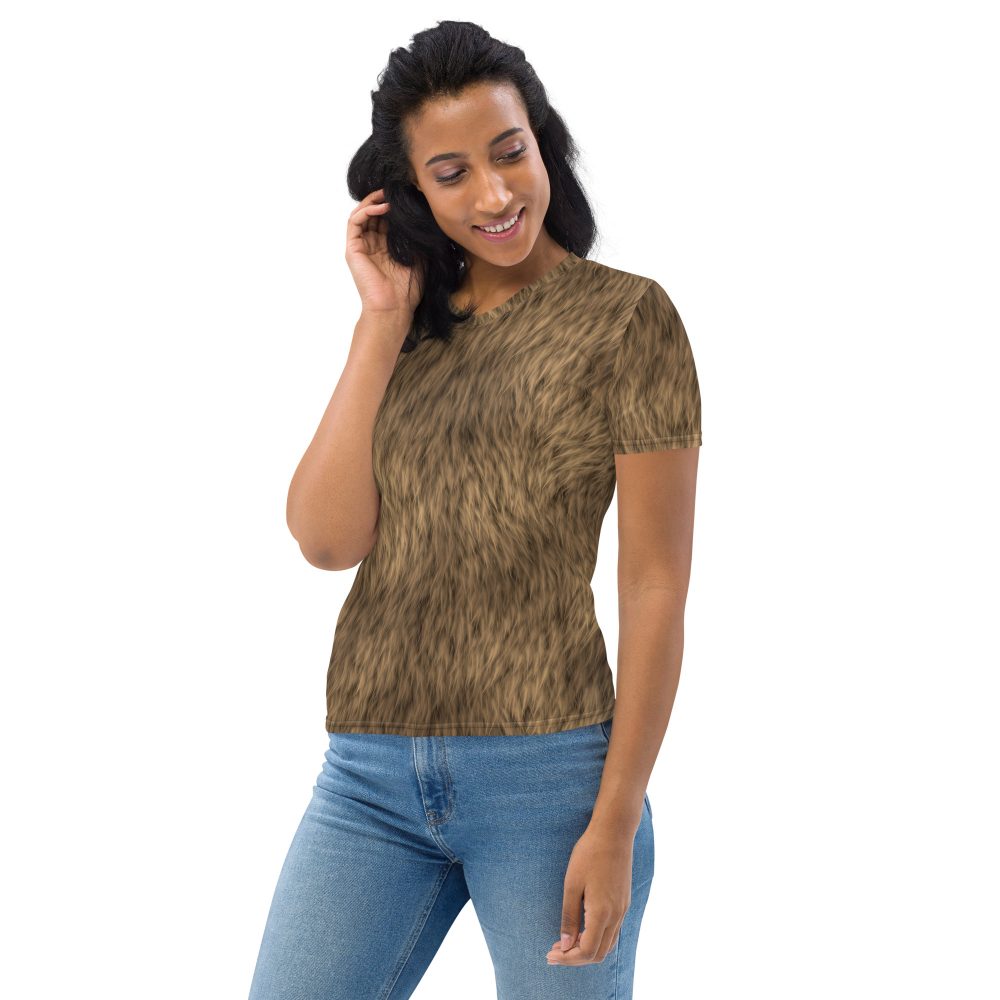 Brown Fur Print Bear Dog Cat Costume Women's T-shirt - Image 3