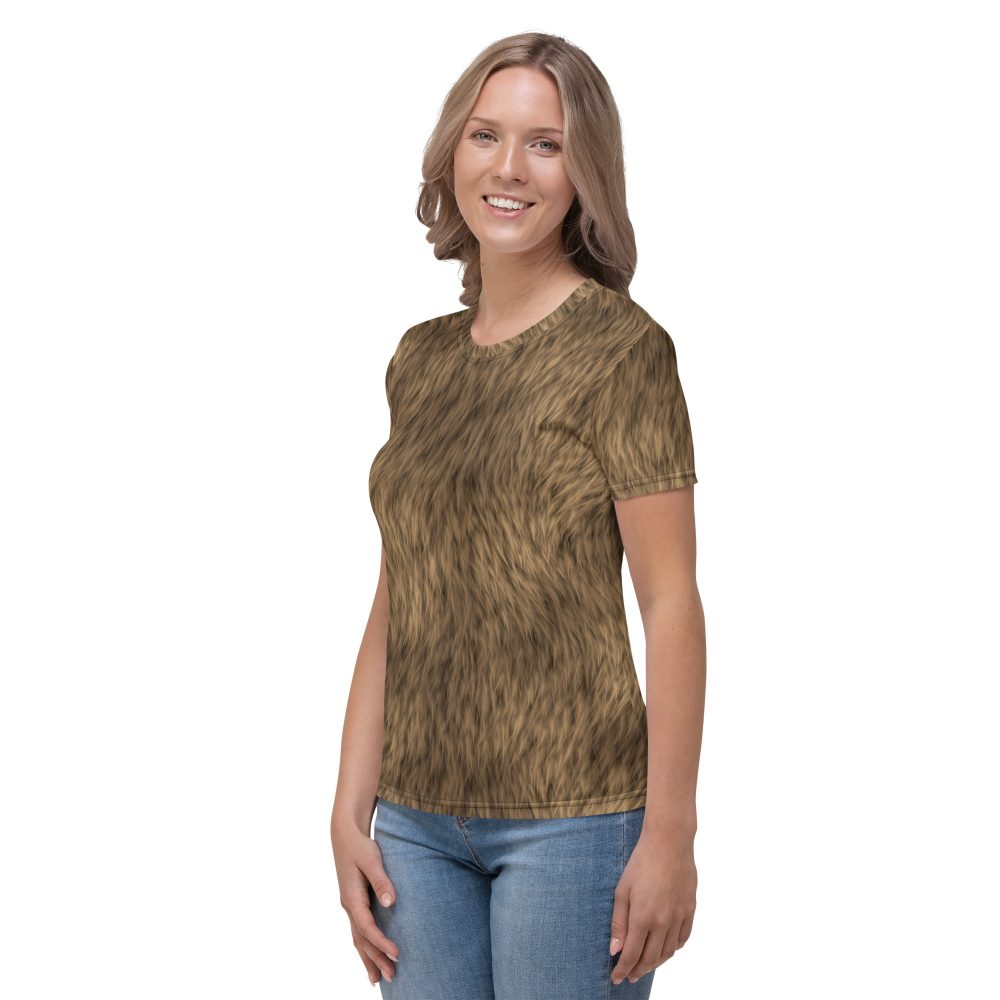 Brown Fur Print Bear Dog Cat Costume Women's T-shirt - Image 7