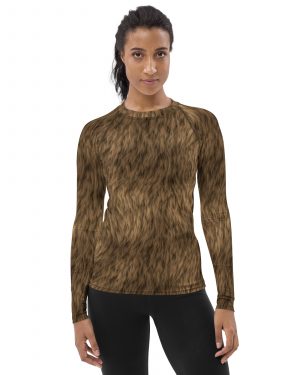 Brown Fur Print Bear Dog Cat Costume Women’s Long Sleeve Shirt