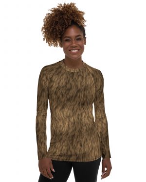 Brown Fur Print Bear Dog Cat Costume Women’s Long Sleeve Shirt