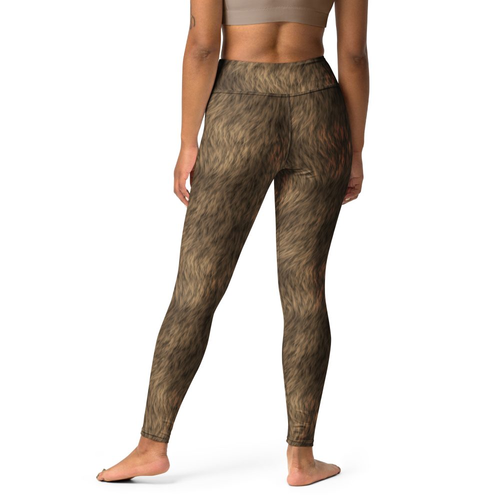 Brown Fur Print Bear Dog Cat Costume Yoga Leggings - Image 3