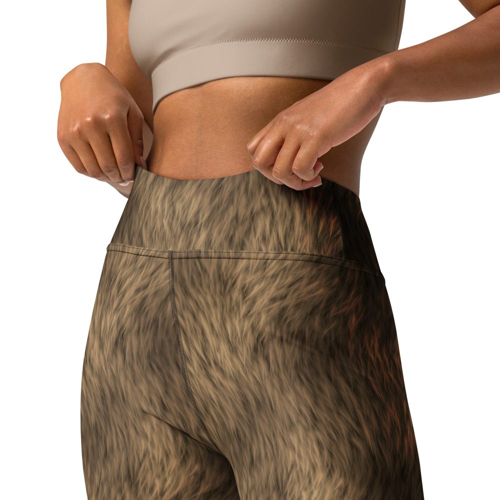 Brown Fur Print Bear Dog Cat Costume Yoga Leggings - Image 4