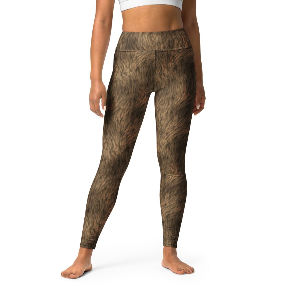 Brown Fur Print Bear Dog Cat Costume Yoga Leggings