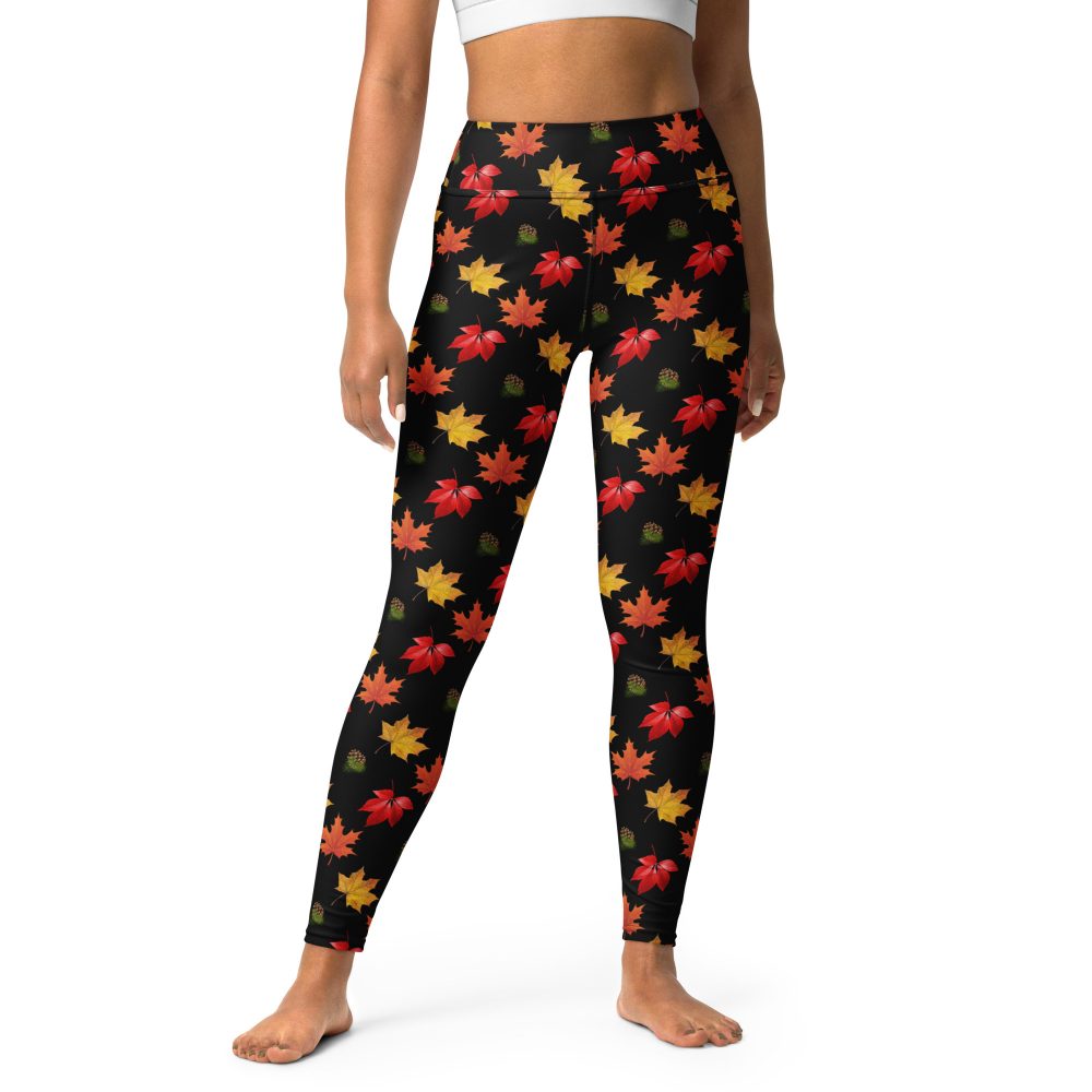 Colorful Autumn Leaves Yoga Leggings - Image 3