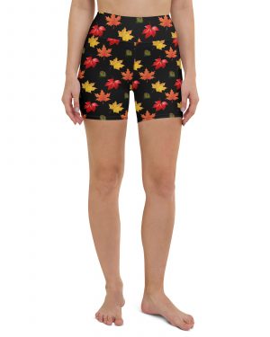 Colorful Autumn Leaves Yoga Shorts