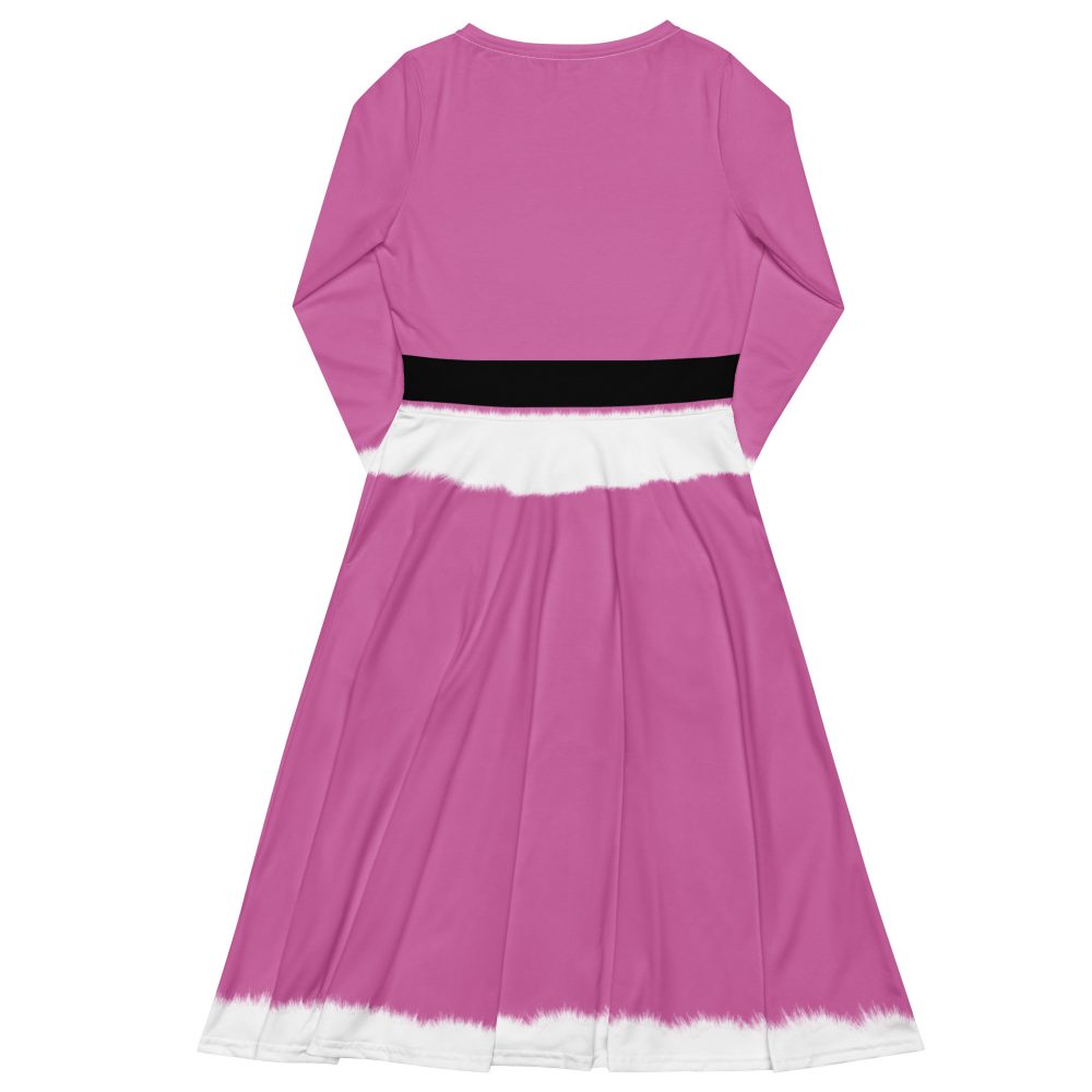 Pink Mrs. Santa Christmas Costume Long Sleeve Midi Dress - Image 4