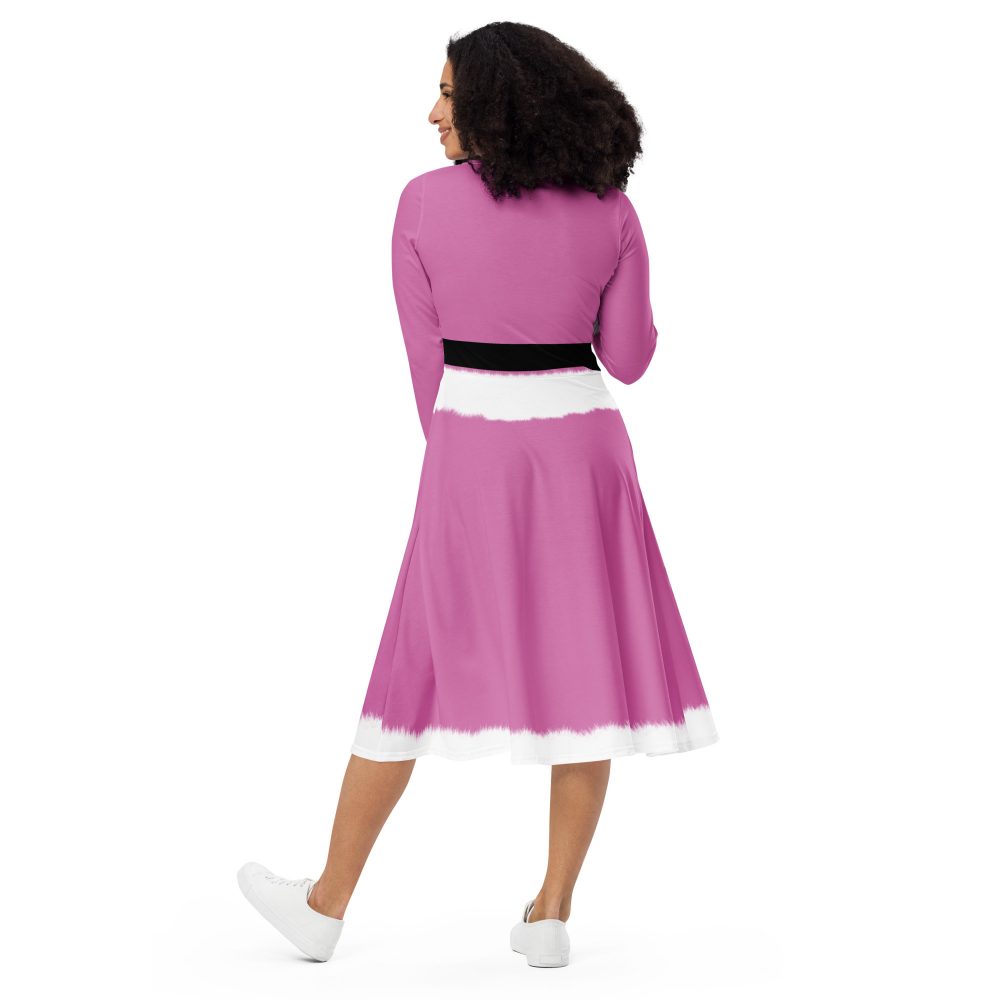 Pink Mrs. Santa Christmas Costume Long Sleeve Midi Dress - Image 7