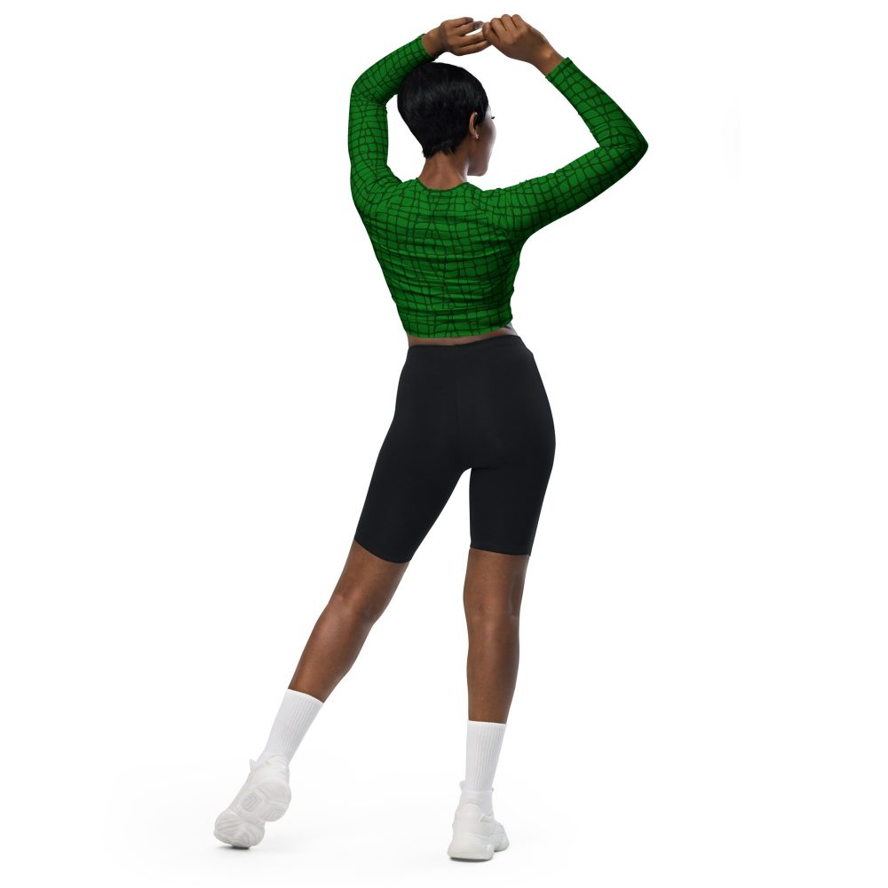 Alligator Crocodile Costume Green Reptile Dinosaur Halloween Cosplay Long-Sleeve Crop Top - Image 8
