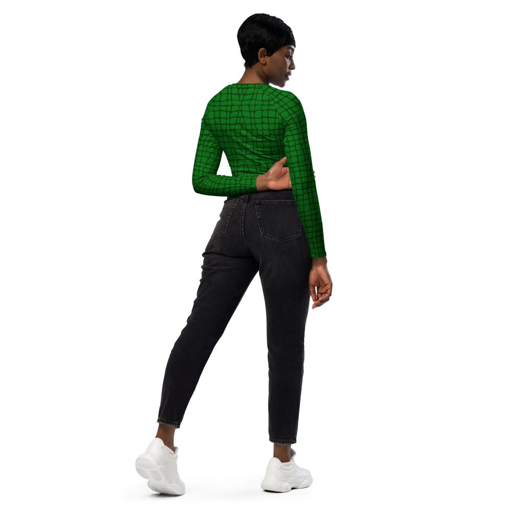 Alligator Crocodile Costume Green Reptile Dinosaur Halloween Cosplay Long-Sleeve Crop Top - Image 9
