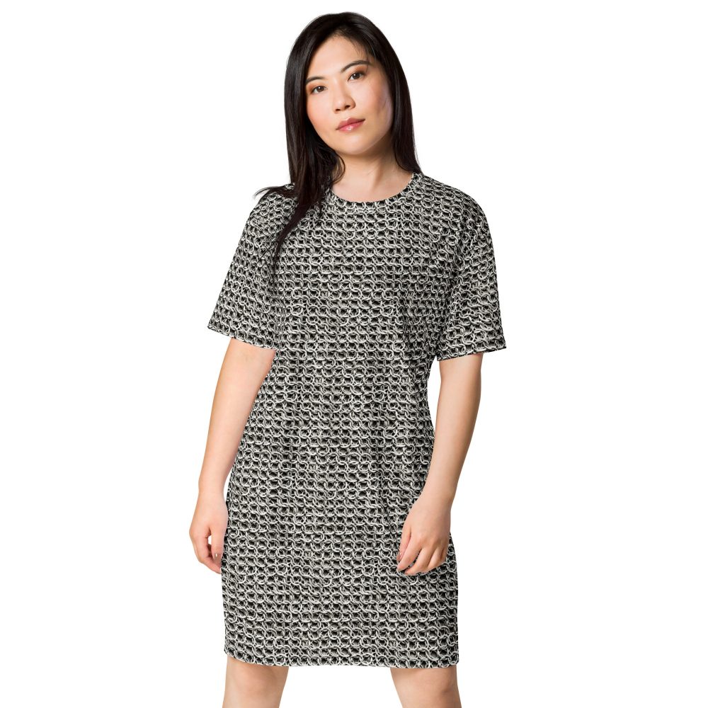 Medieval Chainmail Armor Print T-shirt dress