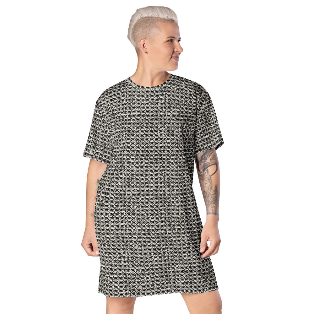 Medieval Chainmail Armor Print T-shirt dress - Image 2