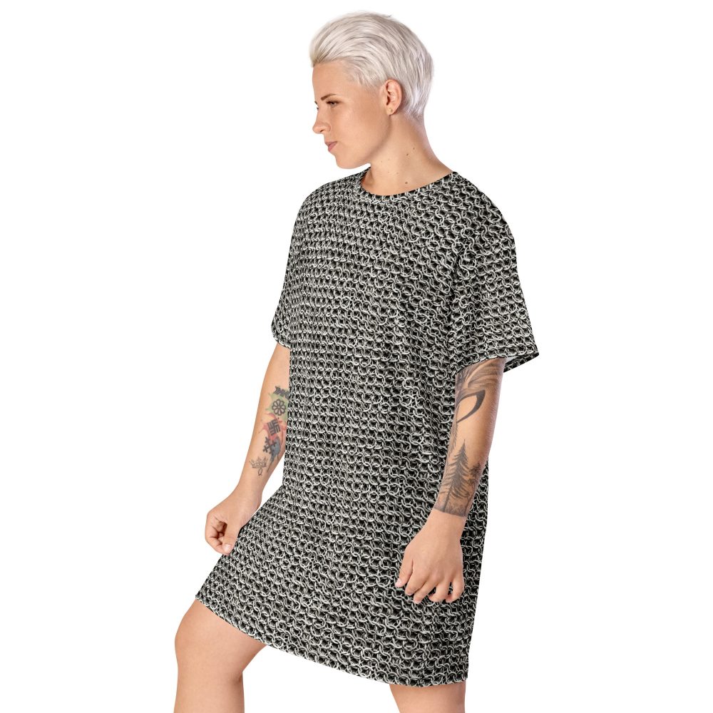 Medieval Chainmail Armor Print T-shirt dress - Image 3