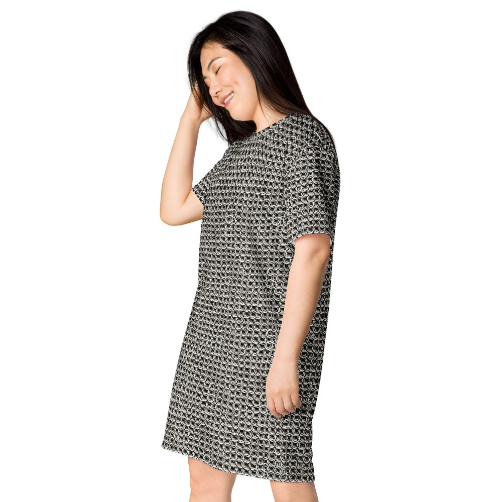 Medieval Chainmail Armor Print T-shirt dress - Image 8