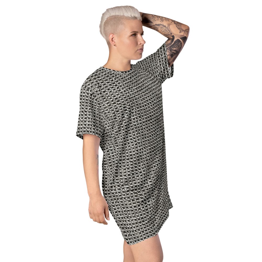 Medieval Chainmail Armor Print T-shirt dress - Image 4