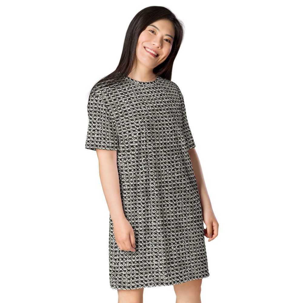 Medieval Chainmail Armor Print T-shirt dress - Image 9