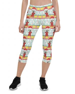 Custom Pet Photo Snowman Ugly Christmas Capri Leggings