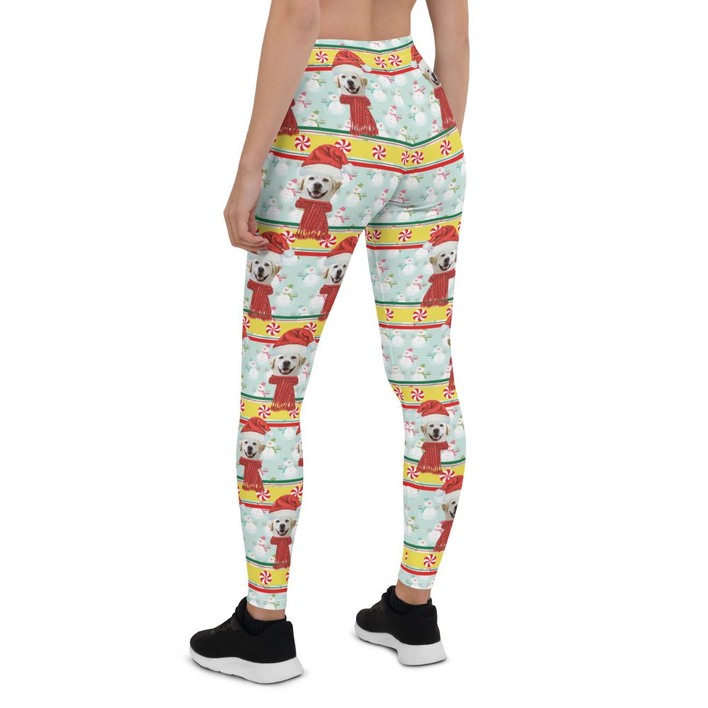 Custom Pet Photo Snowman Ugly Christmas Leggings - Image 4