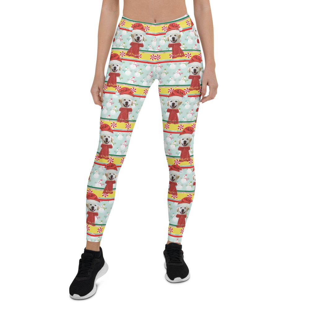 Custom Pet Photo Snowman Ugly Christmas Leggings