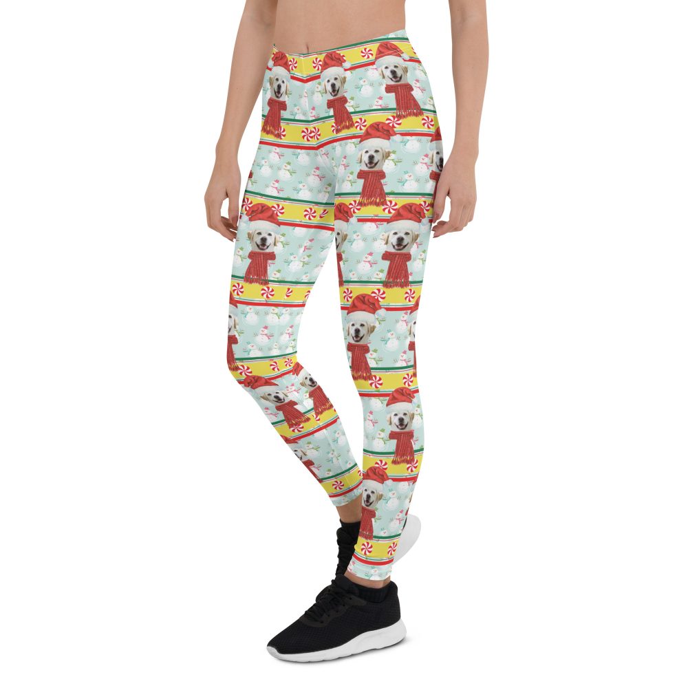 Custom Pet Photo Snowman Ugly Christmas Leggings - Image 5