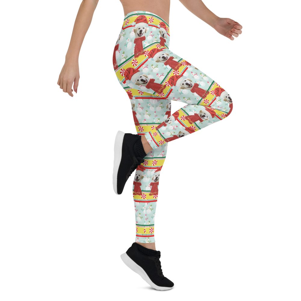 Custom Pet Photo Snowman Ugly Christmas Leggings - Image 8