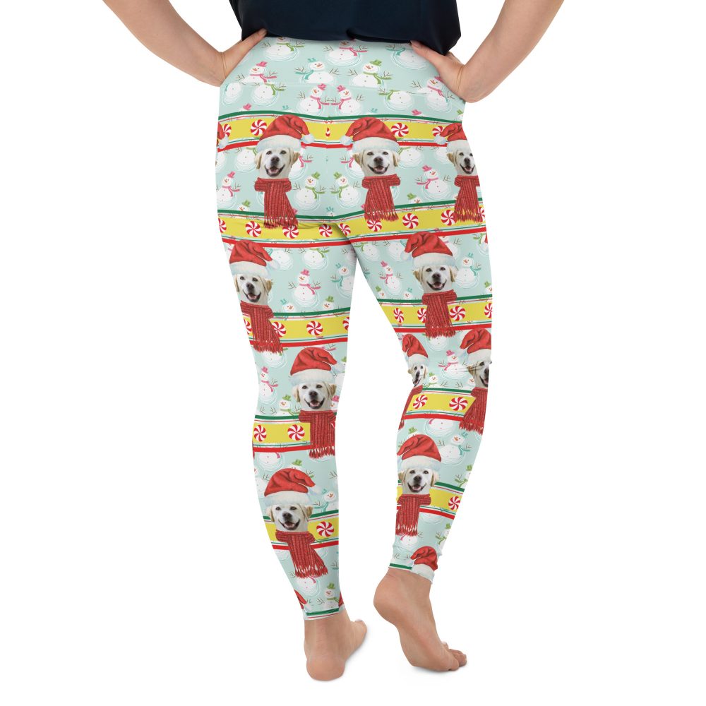 Custom Pet Photo Snowman Ugly Christmas Plus Size Leggings - Image 2