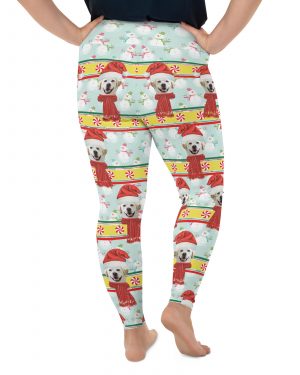 Custom Pet Photo Snowman Ugly Christmas Plus Size Leggings