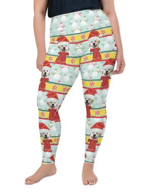 Custom Pet Photo Snowman Ugly Christmas Plus Size Leggings