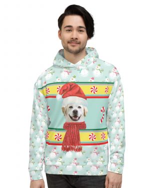 Custom Pet Photo Snowman Ugly Christmas Unisex Hoodie