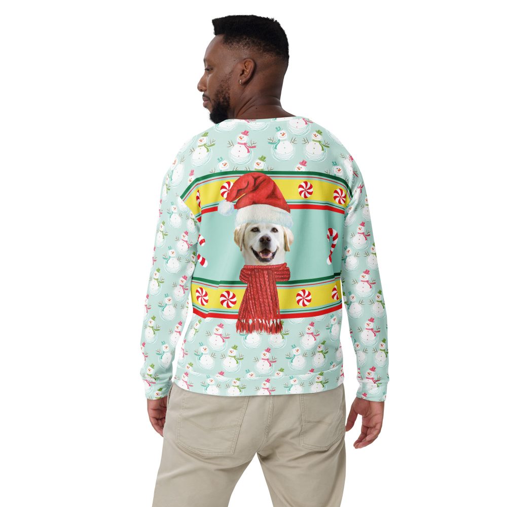 Custom Pet Photo Snowman Ugly Christmas Unisex Sweatshirt - Image 5