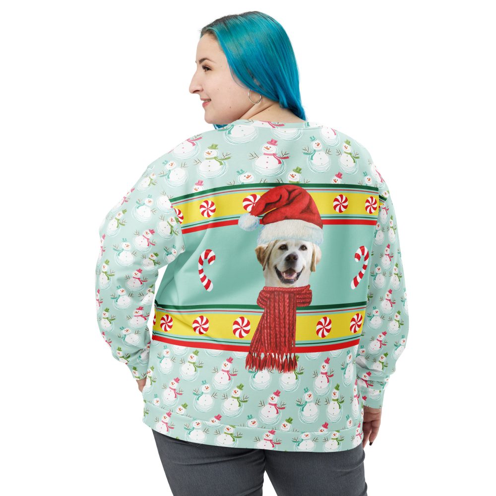 Custom Pet Photo Snowman Ugly Christmas Unisex Sweatshirt - Image 6