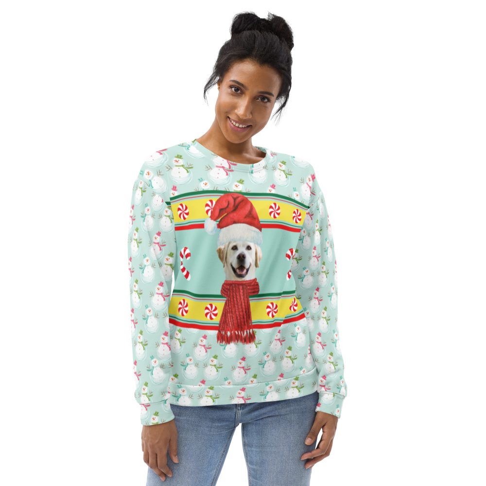 Custom Pet Photo Snowman Ugly Christmas Unisex Sweatshirt