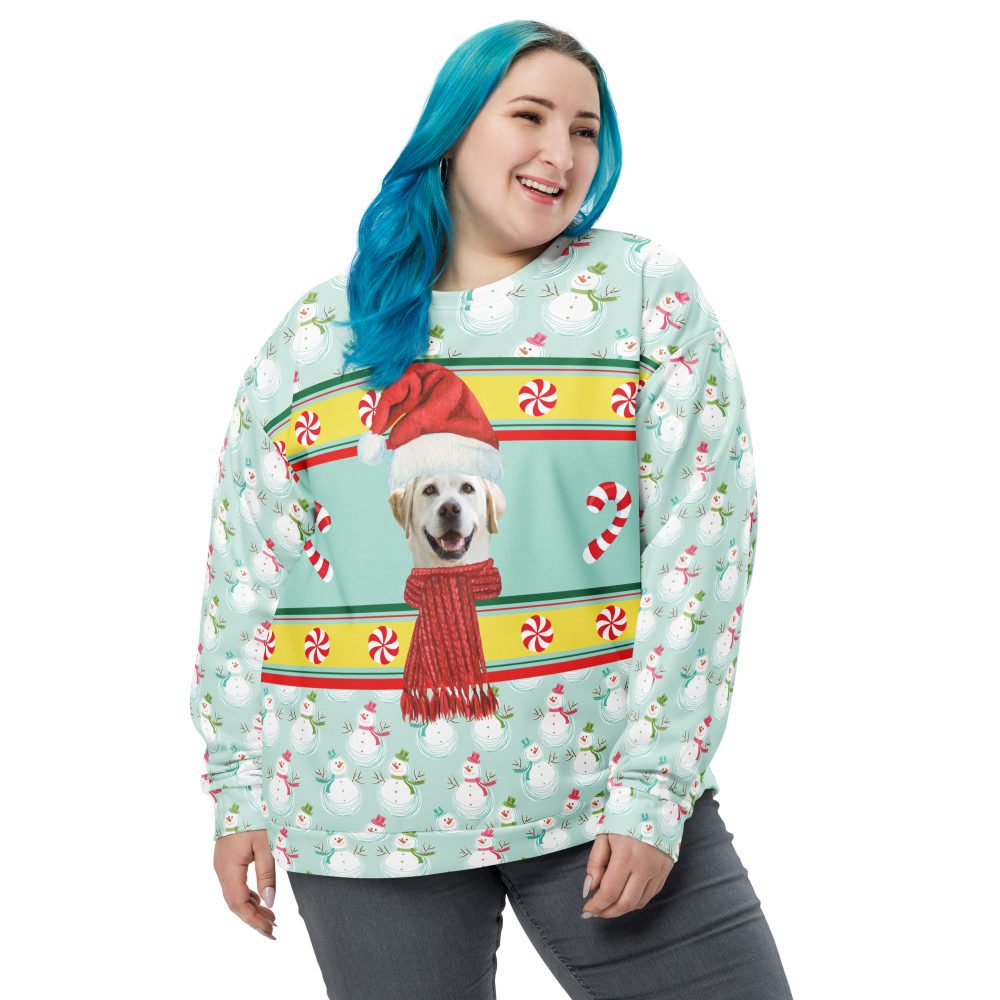 Custom Pet Photo Snowman Ugly Christmas Unisex Sweatshirt - Image 3