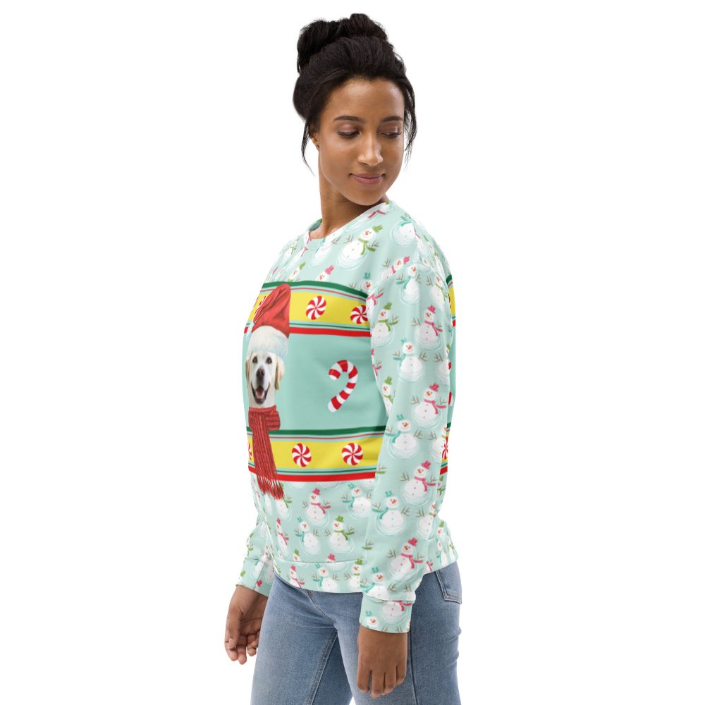 Custom Pet Photo Snowman Ugly Christmas Unisex Sweatshirt - Image 10