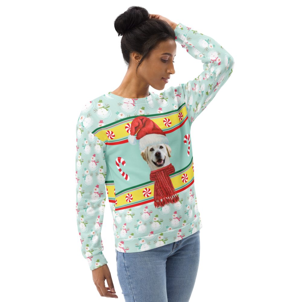 Custom Pet Photo Snowman Ugly Christmas Unisex Sweatshirt - Image 9