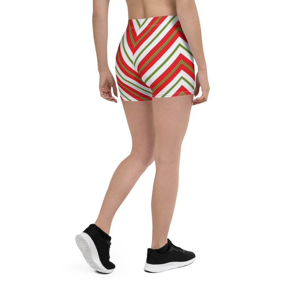 Christmas Festive Striped Red Green Shorts - Image 2