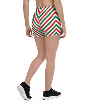 Christmas Candy Cane Striped Red Green Shorts