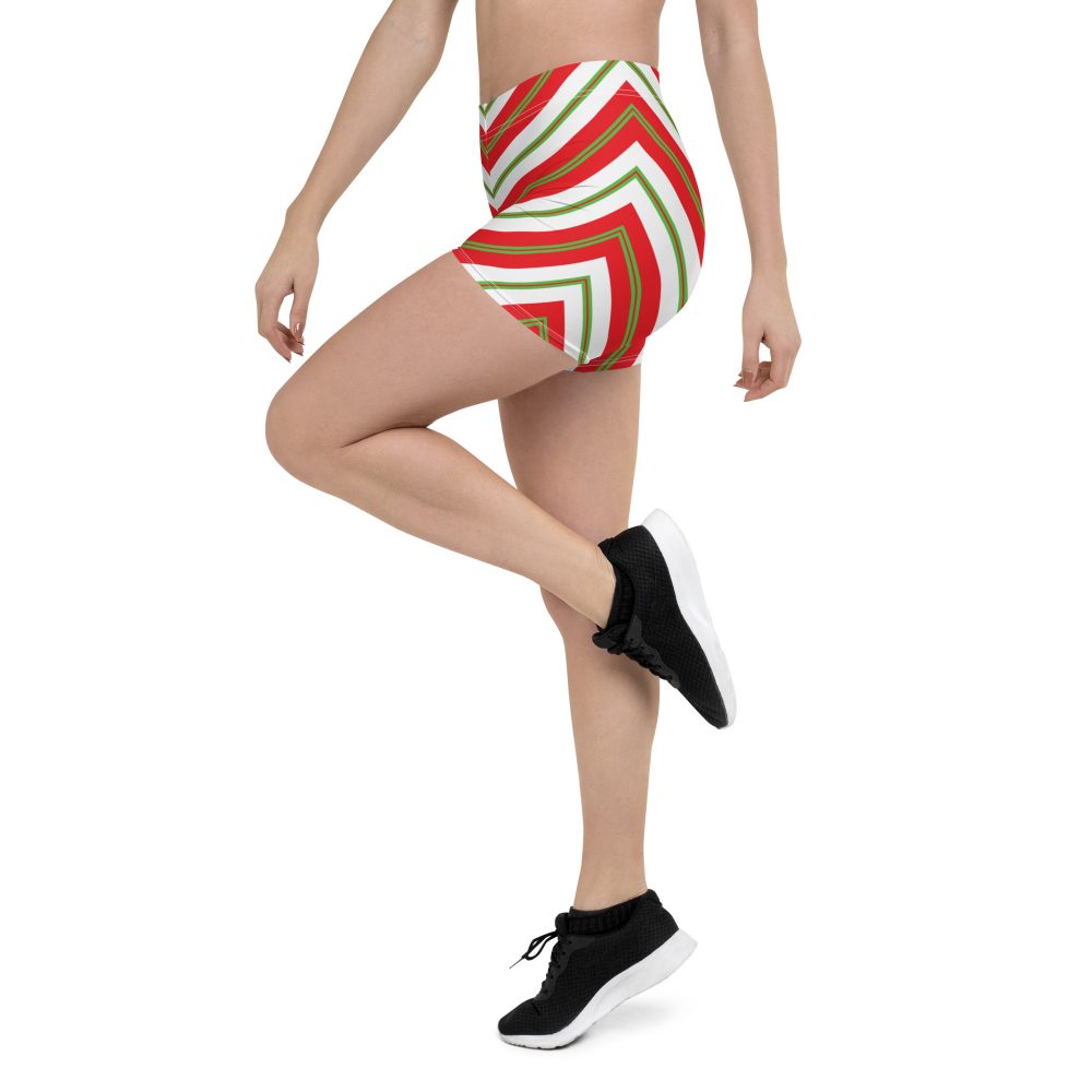 Christmas Festive Striped Red Green Shorts - Image 4
