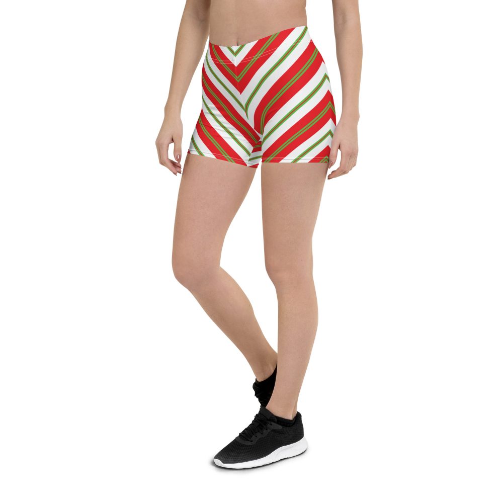 Christmas Festive Striped Red Green Shorts - Image 5